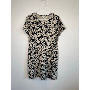 Women's J.Jill Black Black Floral Short Sleeve Petite‎ Dress SP